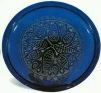 花卉纹蓝色琉璃盘