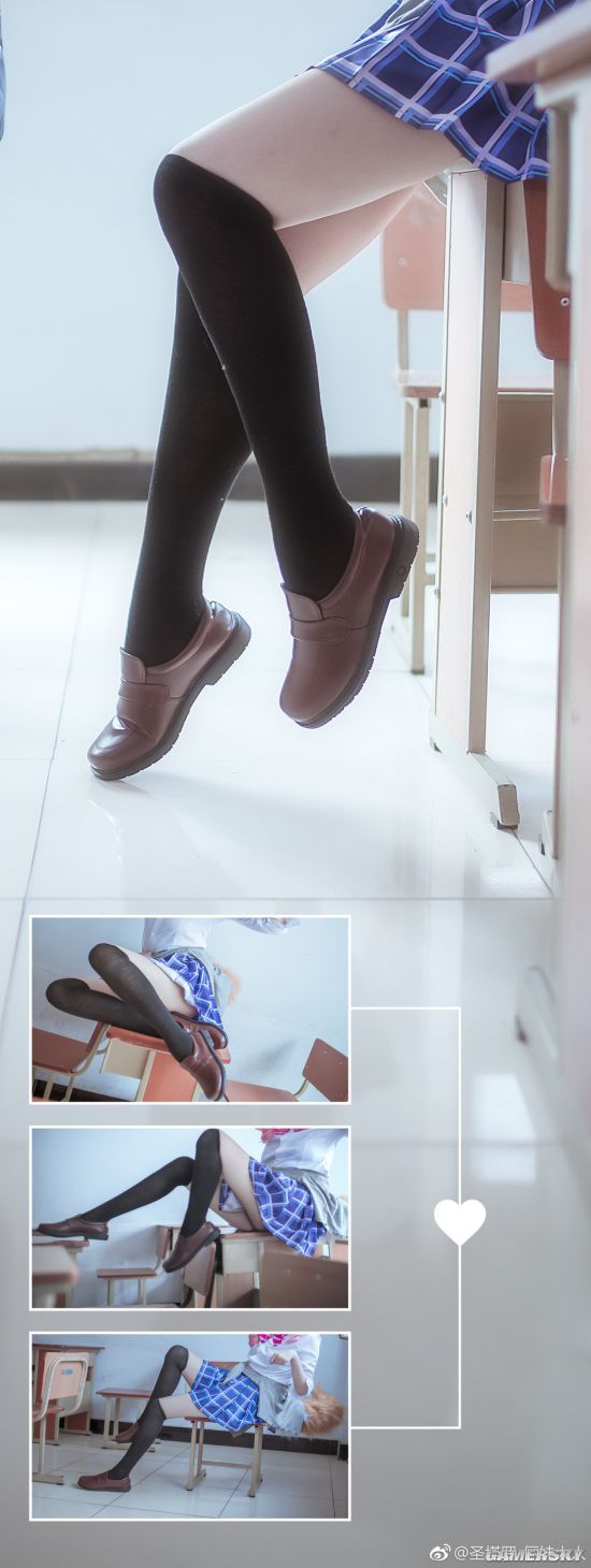 《FATE》玉藻前学生制服COS 这双黑丝腿够我玩一年