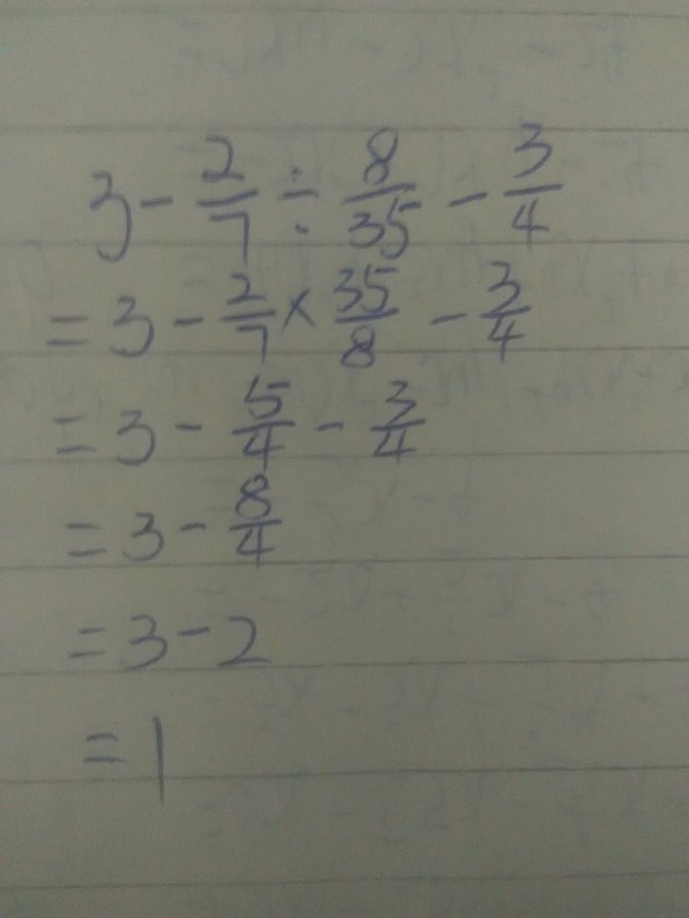 3-2\/7÷8\/35-3\/4分数题如何简算要详细_360问