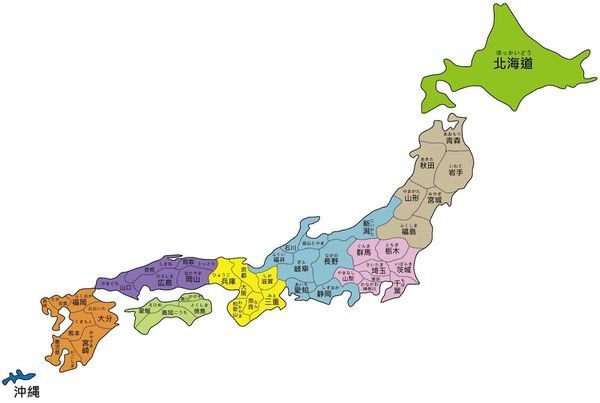 日本都道府县地图图片